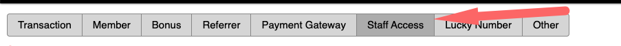 Staff Access tab